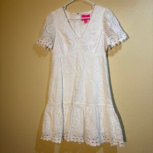 Lilly Pulitzer White Maxina Eyelet White Dress 6 100% Cotton